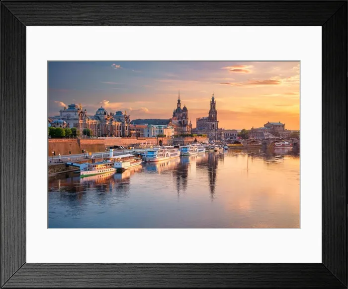 Framed Print : Dresden, Germany. Cityscape image of Dresden, Germany with reflection of the city in the Elbe river, during sunset Framed Print : Dresden, Germany. Cityscape image of Dresden, Germany with reflection of the city in the Elbe river, during sunset