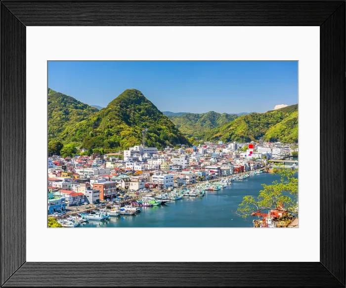 Framed Print : Shimoda, Japan Town Skyline at twilight Framed Print : Shimoda, Japan Town Skyline at twilight