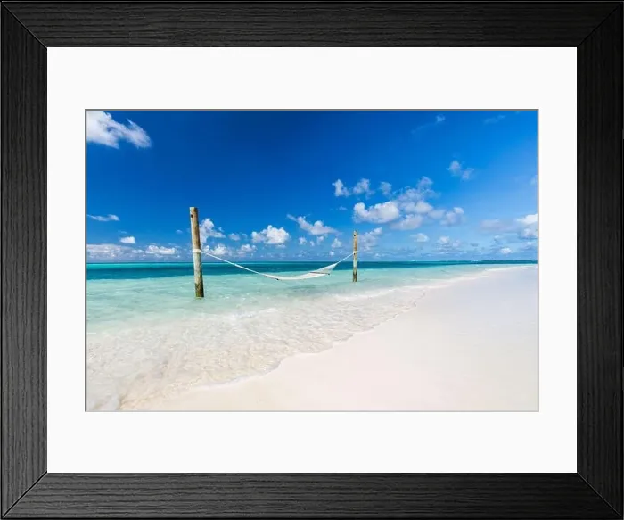 Framed Print : Sunny tropical beach with exotic traditional braided hammock. Luxury summer travel, romantic couple holiday destination, getaway Framed Print : Sunny tropical beach with exotic traditional braided hammock. Luxury summer travel, romantic couple holiday destination, getaway