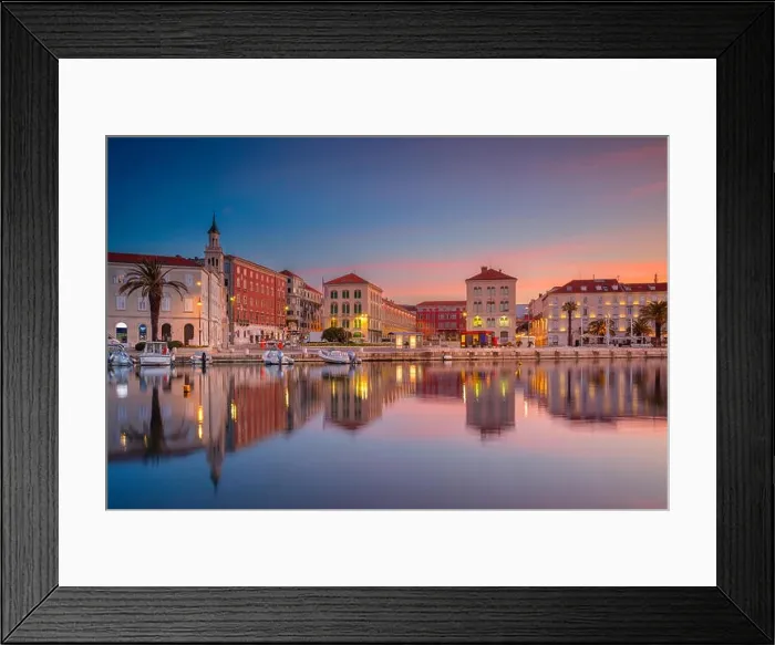 Framed Print : Split. Beautiful romantic old town of Split during beautiful sunrise. Croatia, Europe Framed Print : Split. Beautiful romantic old town of Split during beautiful sunrise. Croatia, Europe