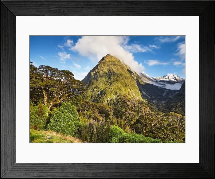 Framed Print : Mountain landscape of Fiordland National park in New Zealand