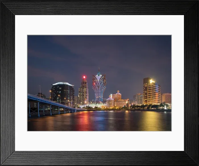 Framed Print : Image of Macau (Macao), China. Skyscraper hotel and casino building at downtown in Macau (Macao) Framed Print : Image of Macau (Macao), China. Skyscraper hotel and casino building at downtown in Macau (Macao)