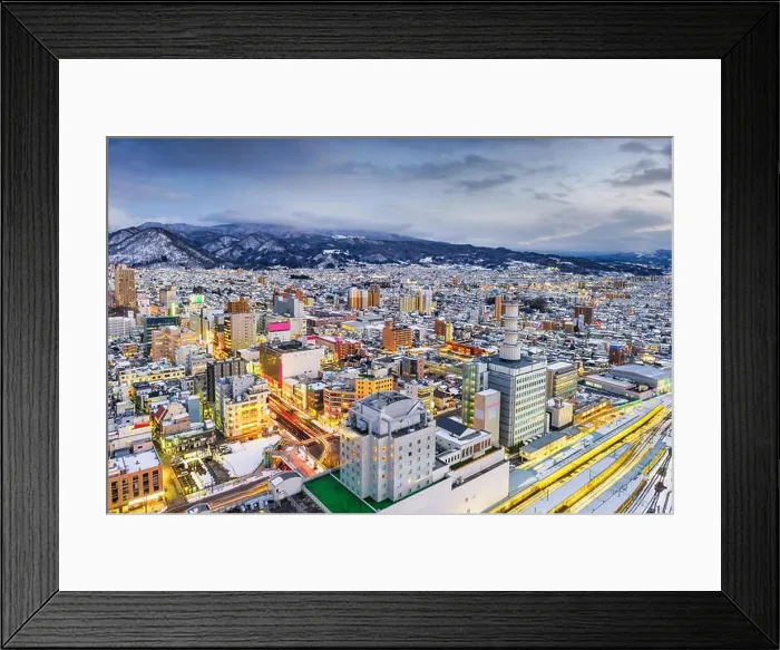 Framed Print : Yamagata, Japan downtown city skyline Framed Print : Yamagata, Japan downtown city skyline