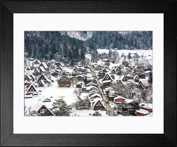Framed Print : Shirakawago, Japan historic winter village Framed Print : Shirakawago, Japan historic winter village