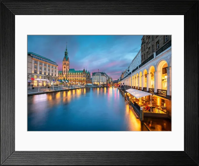 Framed Print : Hamburg, Germany. Cityscape image of Hamburg downtown with City Hall during sunset