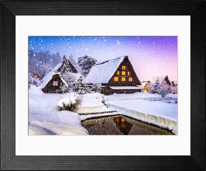 Framed Print : Shirakawago, Japan historic winter village Framed Print : Shirakawago, Japan historic winter village
