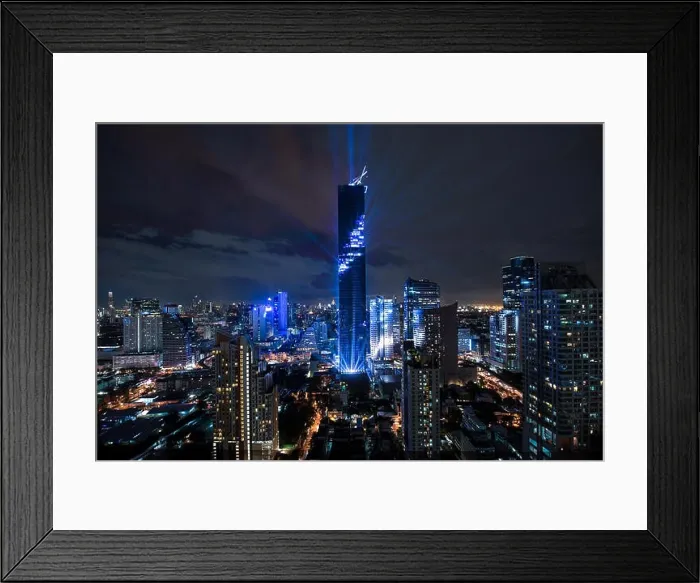 Framed Print : Bangkok night view with skyscraper in business district in Bangkok Thailand Framed Print : Bangkok night view with skyscraper in business district in Bangkok Thailand