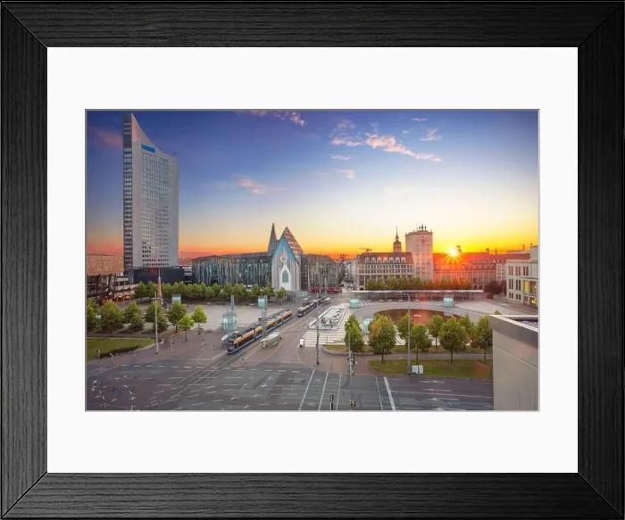 Framed Print : Leipzig, Germany. Cityscape image of Leipzig downtown during beautiful sunset