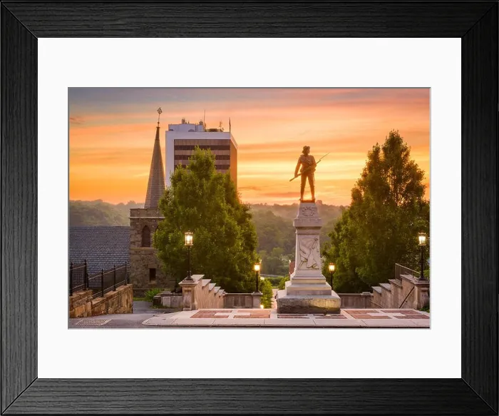 Framed Print : Lynchburg, Virginia, USA cityscape at Monument Terrace