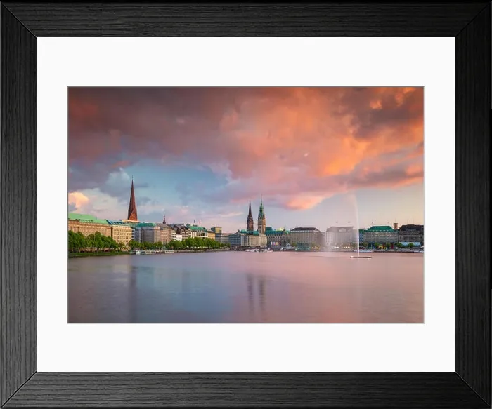 Framed Print : Hamburg, Germany. Cityscape image of Hamburg skyline during beautiful sunset Framed Print : Hamburg, Germany. Cityscape image of Hamburg skyline during beautiful sunset