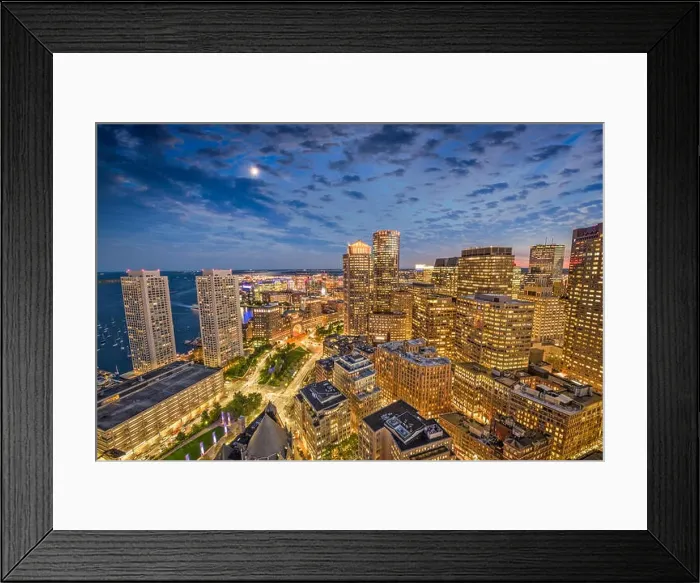 Framed Print : Boston, Massachusetts, USA financial district cityscape