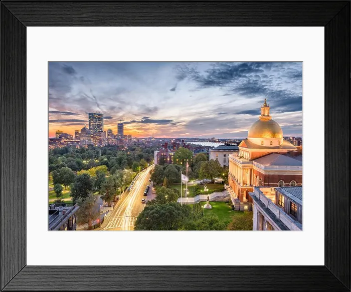 Framed Print : Boston, Massachusetts, USA cityscape with the State House Framed Print : Boston, Massachusetts, USA cityscape with the State House
