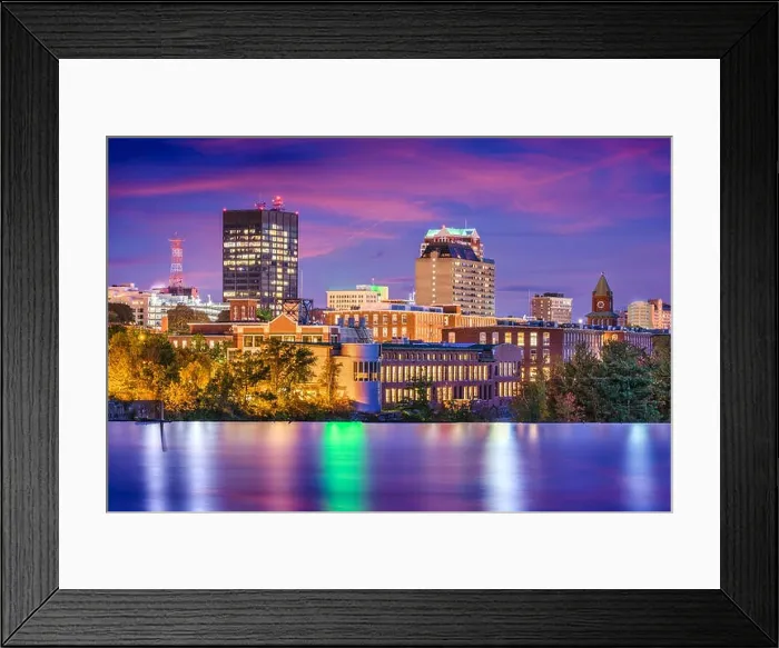 Framed Print : Manchester, New Hampshire, USA Skyline on the Merrimack River Framed Print : Manchester, New Hampshire, USA Skyline on the Merrimack River