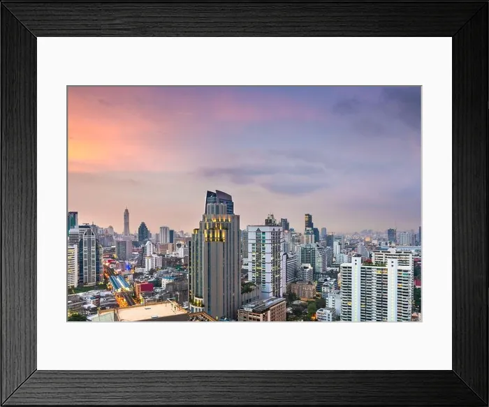 Framed Print : Bangkok, Thailand downtown cityscape from the Sukhumvit District at dusk Framed Print : Bangkok, Thailand downtown cityscape from the Sukhumvit District at dusk