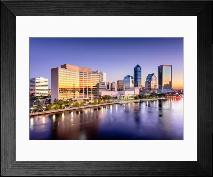 Framed Print : Jacksonville, Florida, USA downtown city skyline Framed Print : Jacksonville, Florida, USA downtown city skyline