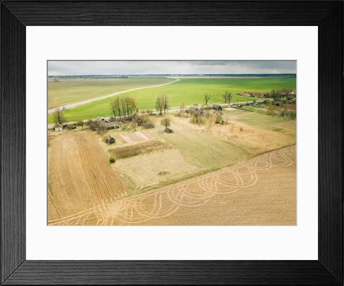 Framed Print : Belarus. Aerial View Of Belarusian Village. Beautiful Rural Landscape In Bird's-eye View. Beginning Of Agricultural Spring Season. Tracks On Plowed Framed Print : Belarus. Aerial View Of Belarusian Village. Beautiful Rural Landscape In Bird's-eye View. Beginning Of Agricultural Spring Season. Tracks On Plowed