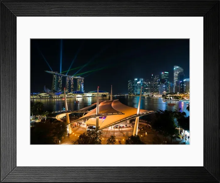 Framed Print : Singapore Marina bay at night, Singapore city with light show is famous and beautiful show Framed Print : Singapore Marina bay at night, Singapore city with light show is famous and beautiful show