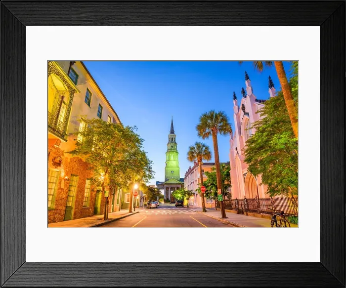 Framed Print : Charleston, South Carolina, USA town cityscape Framed Print : Charleston, South Carolina, USA town cityscape