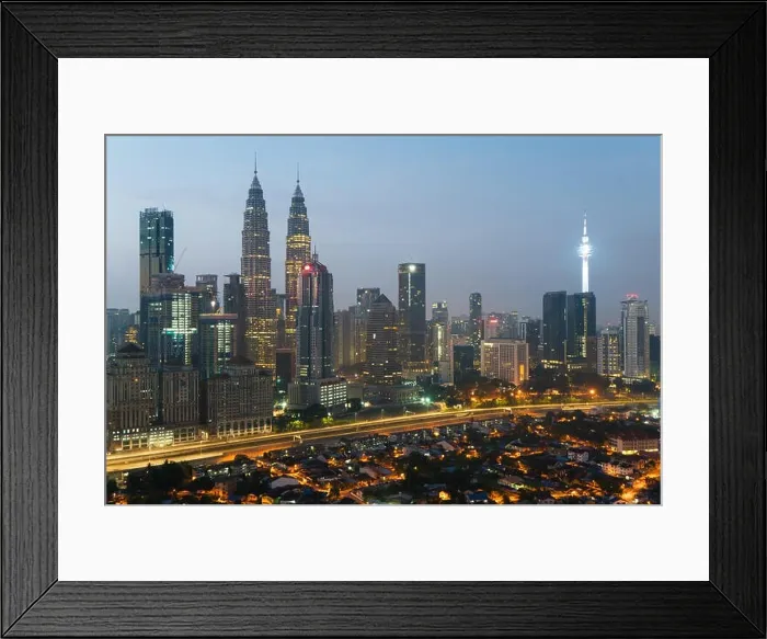 Framed Print : Kuala Lumpur skyline and skyscraper with highway road at night in Kuala Lumpur, Malaysia. Asia Framed Print : Kuala Lumpur skyline and skyscraper with highway road at night in Kuala Lumpur, Malaysia. Asia