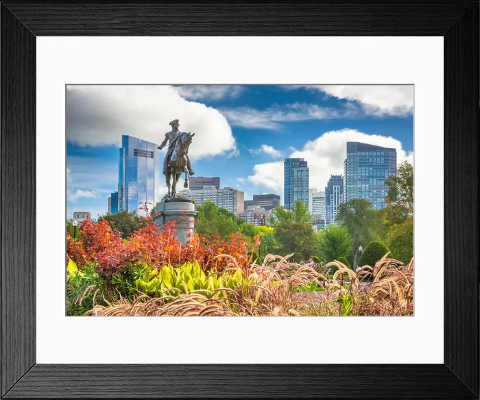 Framed Print : George Washington Monument at Public Garden in Boston, Massachusetts Framed Print : George Washington Monument at Public Garden in Boston, Massachusetts