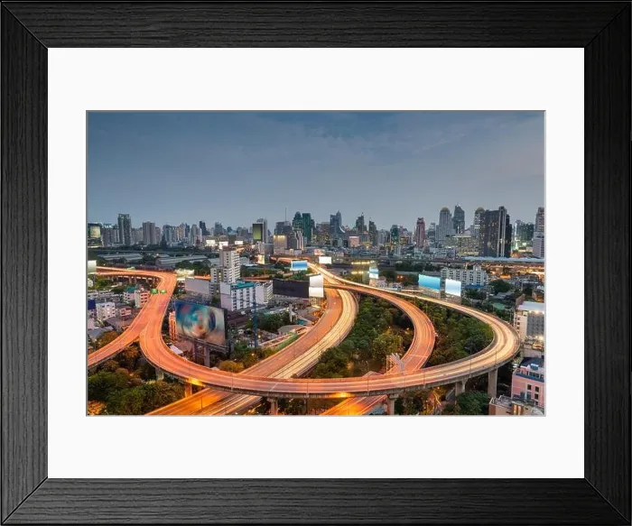 Framed Print : Bangkok, Thailand Cityscape at Dusk with Highways Framed Print : Bangkok, Thailand Cityscape at Dusk with Highways