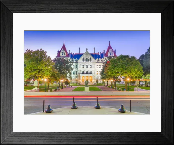 Framed Print : Albany, New York, USA at the New York State Capitol at twilight Framed Print : Albany, New York, USA at the New York State Capitol at twilight