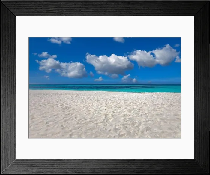 Framed Print : Freedom beach. Closeup white sand, calm blue sea, sunny sky. Seascape horizon. Beautiful outdoor nature scenic, tropical Mediterranean ocean shore