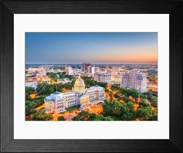 Framed Print : Jackson, Mississippi, USA cityscape at dusk Framed Print : Jackson, Mississippi, USA cityscape at dusk