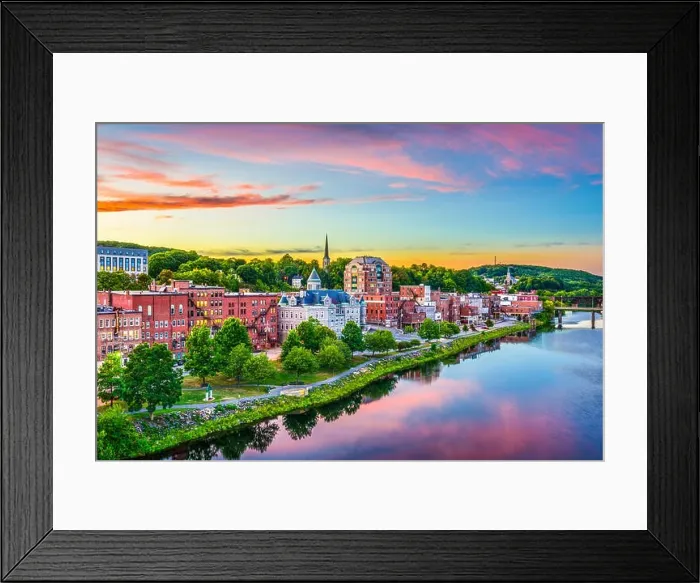 Framed Print : Augusta, Maine, USA downtown skyline on the Kennebec River Framed Print : Augusta, Maine, USA downtown skyline on the Kennebec River