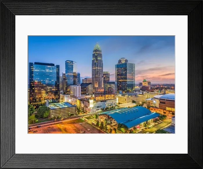 Framed Print : Charlotte, North Carolina, USA uptown cityscape at twilight Framed Print : Charlotte, North Carolina, USA uptown cityscape at twilight