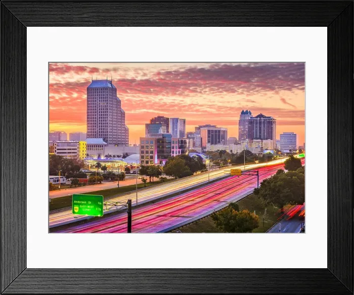 Framed Print : Orlando, Florida, USA downtown cityscape over the highway Framed Print : Orlando, Florida, USA downtown cityscape over the highway