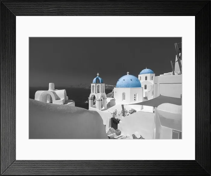 Framed Print : Black and white, Santorini island, Greece. Incredibly romantic summer landscape on Santorini. Oia village. Amazing view with white houses. Artistic Framed Print : Black and white, Santorini island, Greece. Incredibly romantic summer landscape on Santorini. Oia village. Amazing view with white houses. Artistic