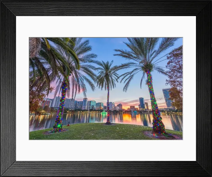 Framed Print : Orlando, Florida, USA downtown skyline at Eola Lake Framed Print : Orlando, Florida, USA downtown skyline at Eola Lake