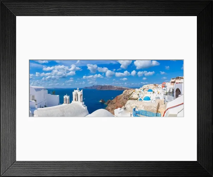 Framed Print : Santorini island, Greece. Incredibly panoramic romantic summer landscape on Santorini. Oia village in the morning light. Amazing view with white house Framed Print : Santorini island, Greece. Incredibly panoramic romantic summer landscape on Santorini. Oia village in the morning light. Amazing view with white house