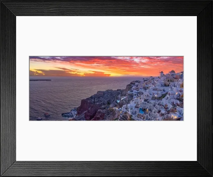 Framed Print : Oia village at night, Santorini island. Famous travel landscape, luxury vacation destination scenic. Beautiful view of fabulous picturesque village Framed Print : Oia village at night, Santorini island. Famous travel landscape, luxury vacation destination scenic. Beautiful view of fabulous picturesque village