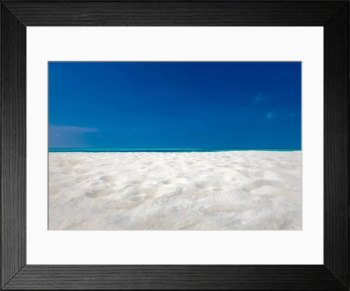Framed Print : Perfect tranquil beach scene, soft sunlight and white sand and blue endless sea as tropical landscape. Sea sand sky concept. Summer travel vacation Framed Print : Perfect tranquil beach scene, soft sunlight and white sand and blue endless sea as tropical landscape. Sea sand sky concept. Summer travel vacation