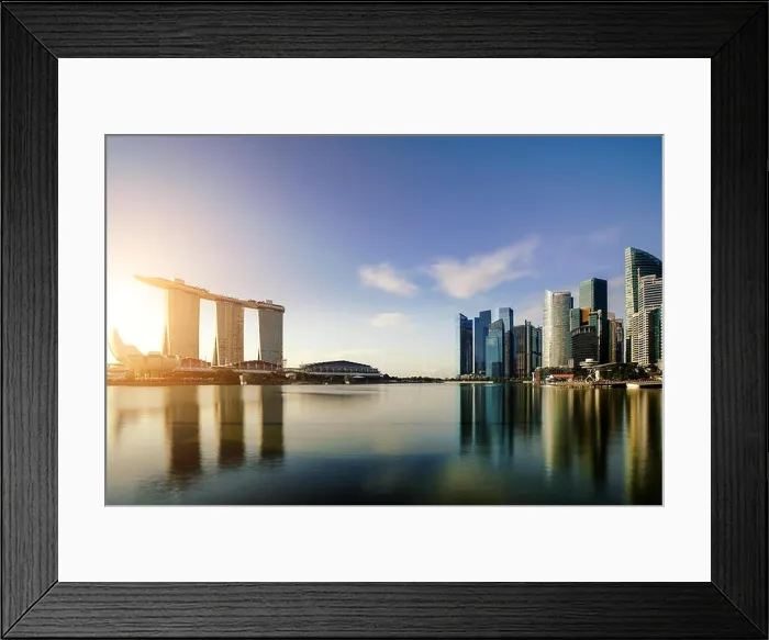Framed Print : Singapore business district skyline in night at Marina Bay, Singapore. Asia Framed Print : Singapore business district skyline in night at Marina Bay, Singapore. Asia