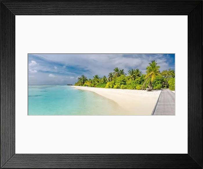 Framed Print : Tropical vacation destination, Maldives. Jetty pier for paradise island Framed Print : Tropical vacation destination, Maldives. Jetty pier for paradise island