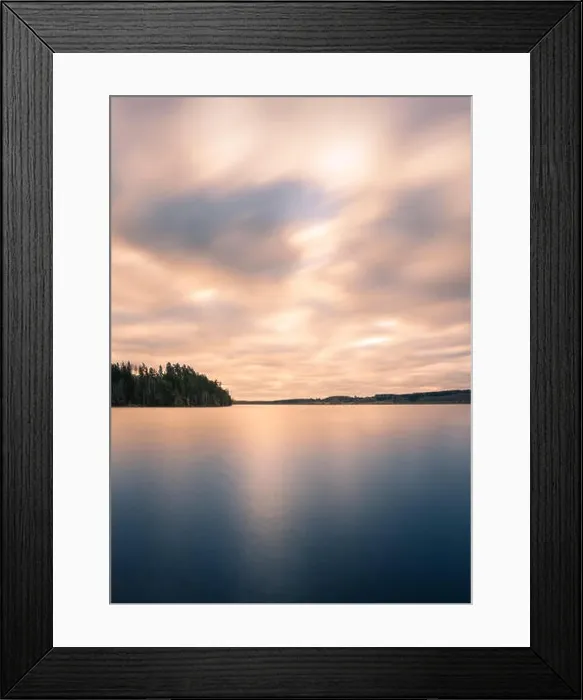 Framed Print : Scenic landscape with sunset and lake at autumn Framed Print : Scenic landscape with sunset and lake at autumn