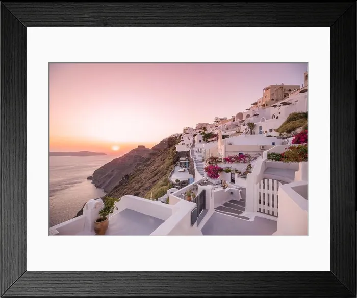 Framed Print : Oia village at night, Santorini island. Famous travel landscape, luxury vacation destination scenic. Beautiful view of fabulous picturesque village Framed Print : Oia village at night, Santorini island. Famous travel landscape, luxury vacation destination scenic. Beautiful view of fabulous picturesque village