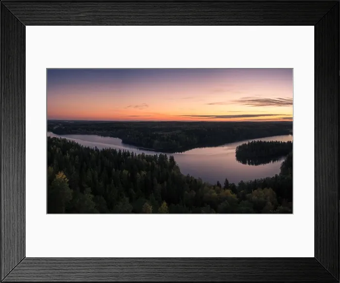 Framed Print : Scenic landscape with before sunrise and lake at autumn in national park