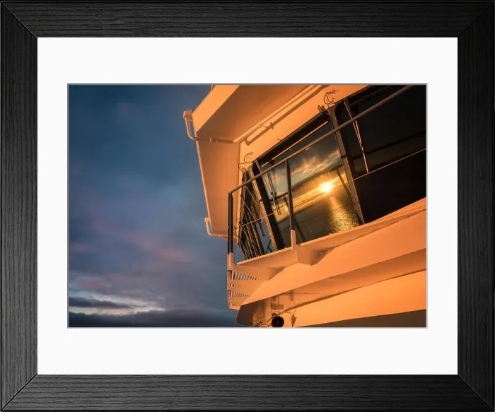 Framed Print : Beautiful sunset view from ship deck at evening in Gulf Of Finland Framed Print : Beautiful sunset view from ship deck at evening in Gulf Of Finland