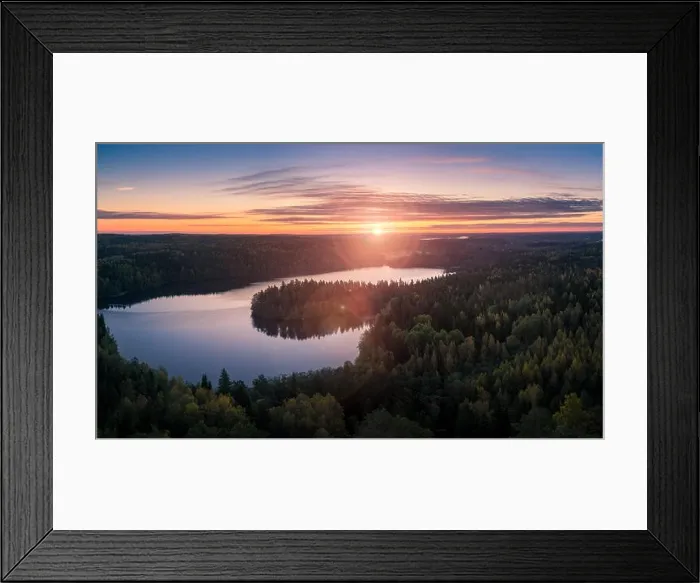Framed Print : Scenic landscape with sunrise and lake at autumn in national park Framed Print : Scenic landscape with sunrise and lake at autumn in national park