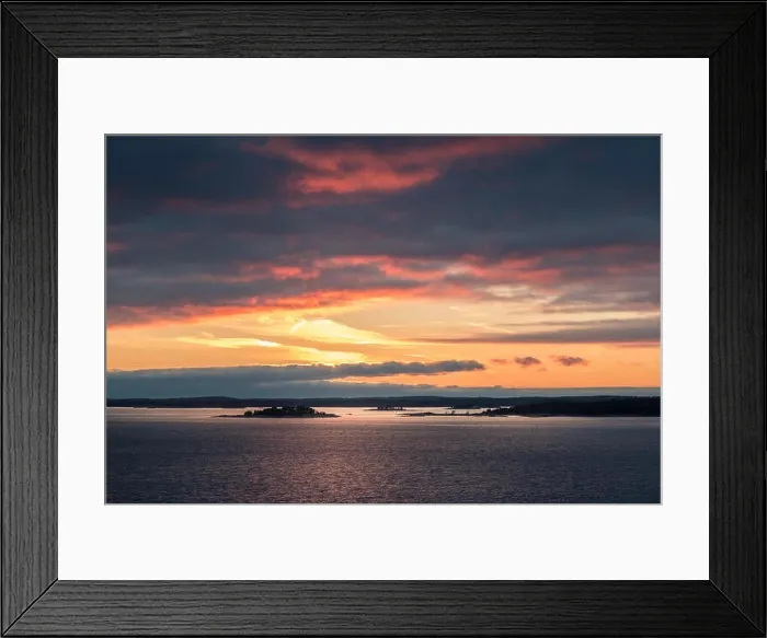 Framed Print : Scenic landscape with sunset and sea at evening in Gulf Of Finland Framed Print : Scenic landscape with sunset and sea at evening in Gulf Of Finland