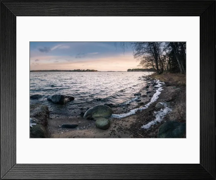 Framed Print : Scenic landscape with sea and sunrise at morning in coastline, Finland Framed Print : Scenic landscape with sea and sunrise at morning in coastline, Finland