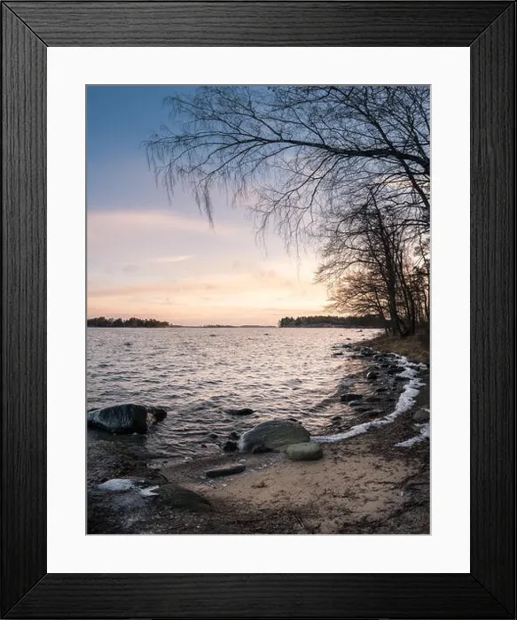 Framed Print : Scenic landscape with sea and sunrise at morning in coastline, Finland Framed Print : Scenic landscape with sea and sunrise at morning in coastline, Finland