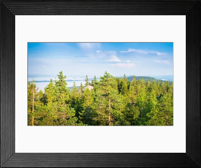 Framed Print : Scenic landscape with lake and lush forest at day time in Koli, national park Framed Print : Scenic landscape with lake and lush forest at day time in Koli, national park