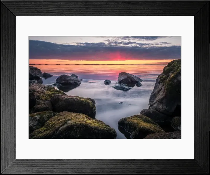 Framed Print : Scenic landscape with beautiful sunset and lake at spring evening in national park Framed Print : Scenic landscape with beautiful sunset and lake at spring evening in national park