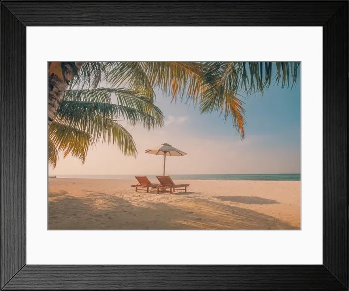 Framed Print : Beautiful tropical beach banner. Luxury travel white sand and coco palms travel tourism wide panorama background concept. Amazing beach landscape Framed Print : Beautiful tropical beach banner. Luxury travel white sand and coco palms travel tourism wide panorama background concept. Amazing beach landscape