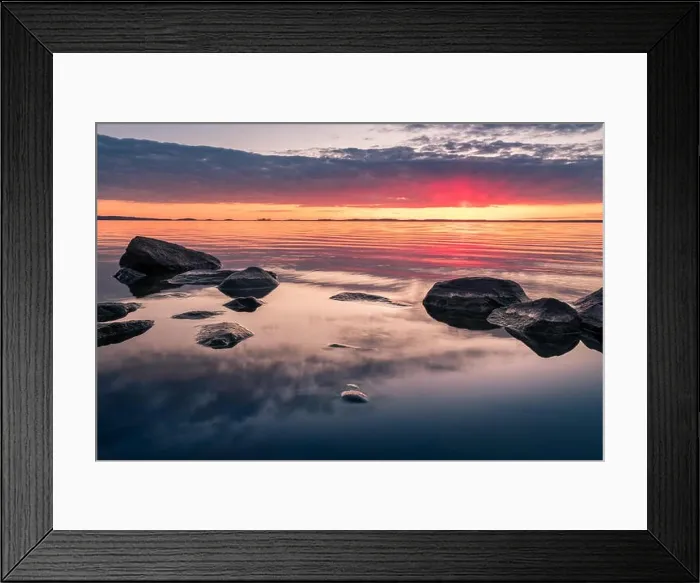 Framed Print : Scenic landscape with beautiful sunset and lake at spring evening in national park Framed Print : Scenic landscape with beautiful sunset and lake at spring evening in national park